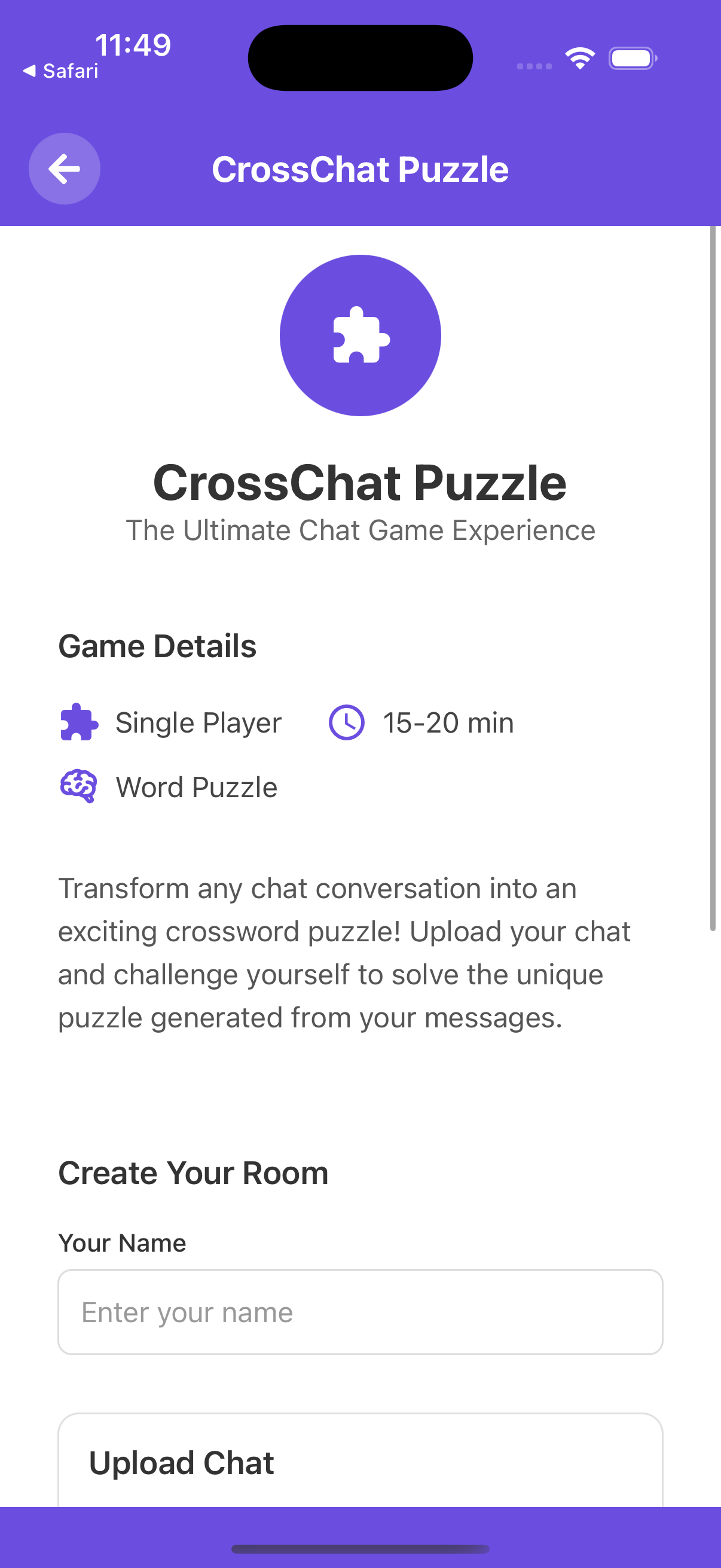 CrossChat Puzzle Game